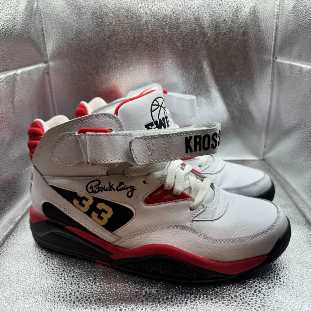 Size 10 Patrick Ewing Kross Red White Mens Basketball Sneaker Shoe 1EW90121-113